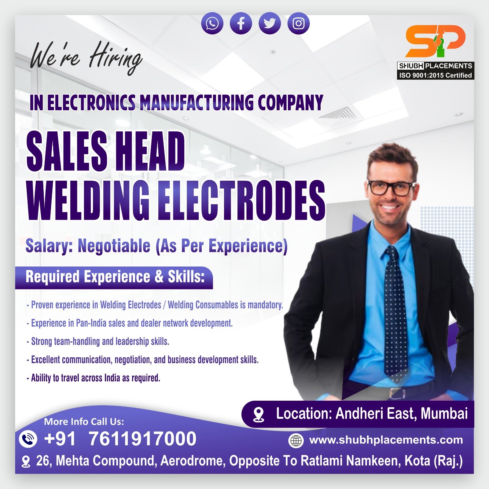  Sales Head – Welding Electrodes