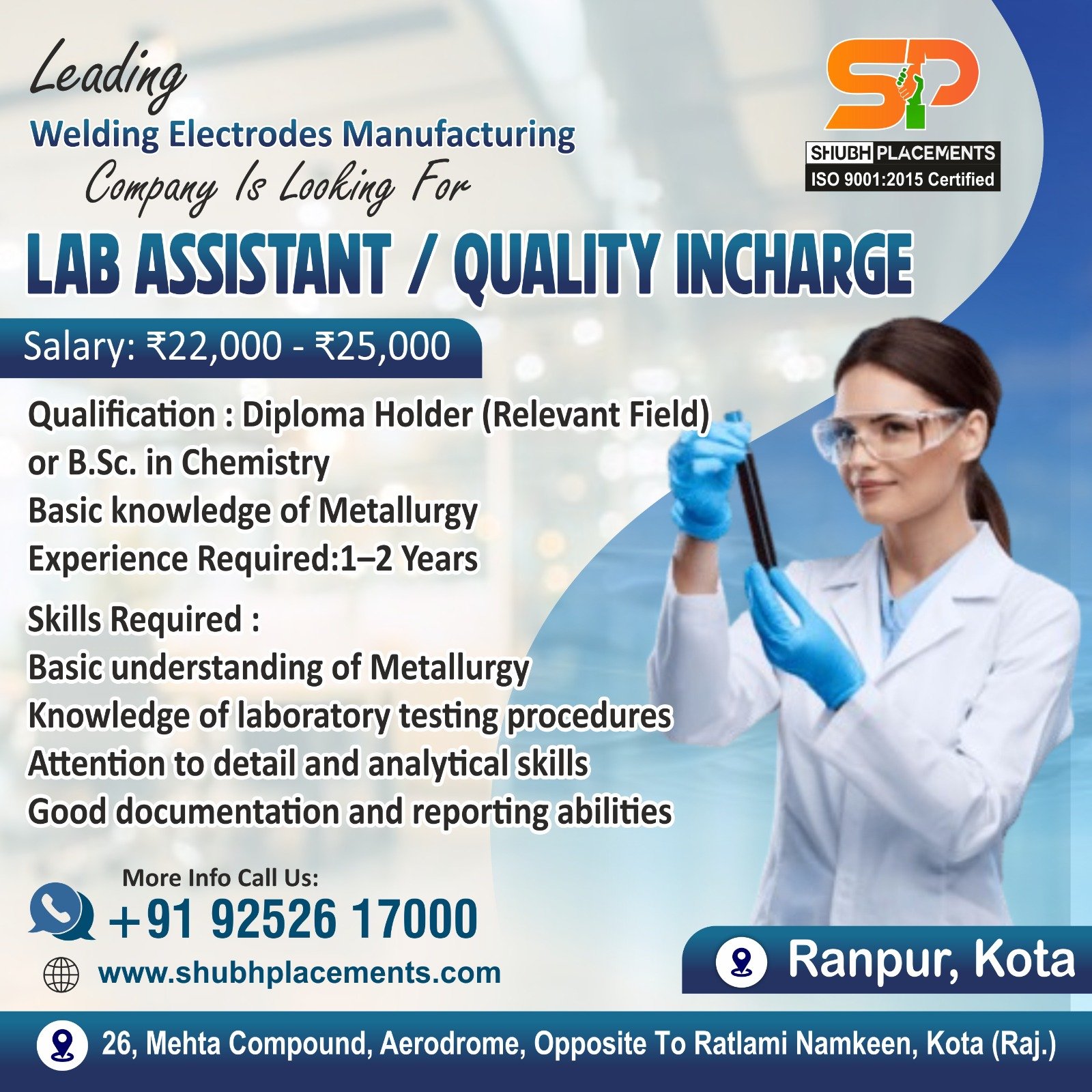 Lab Assistant / Quality Incharge