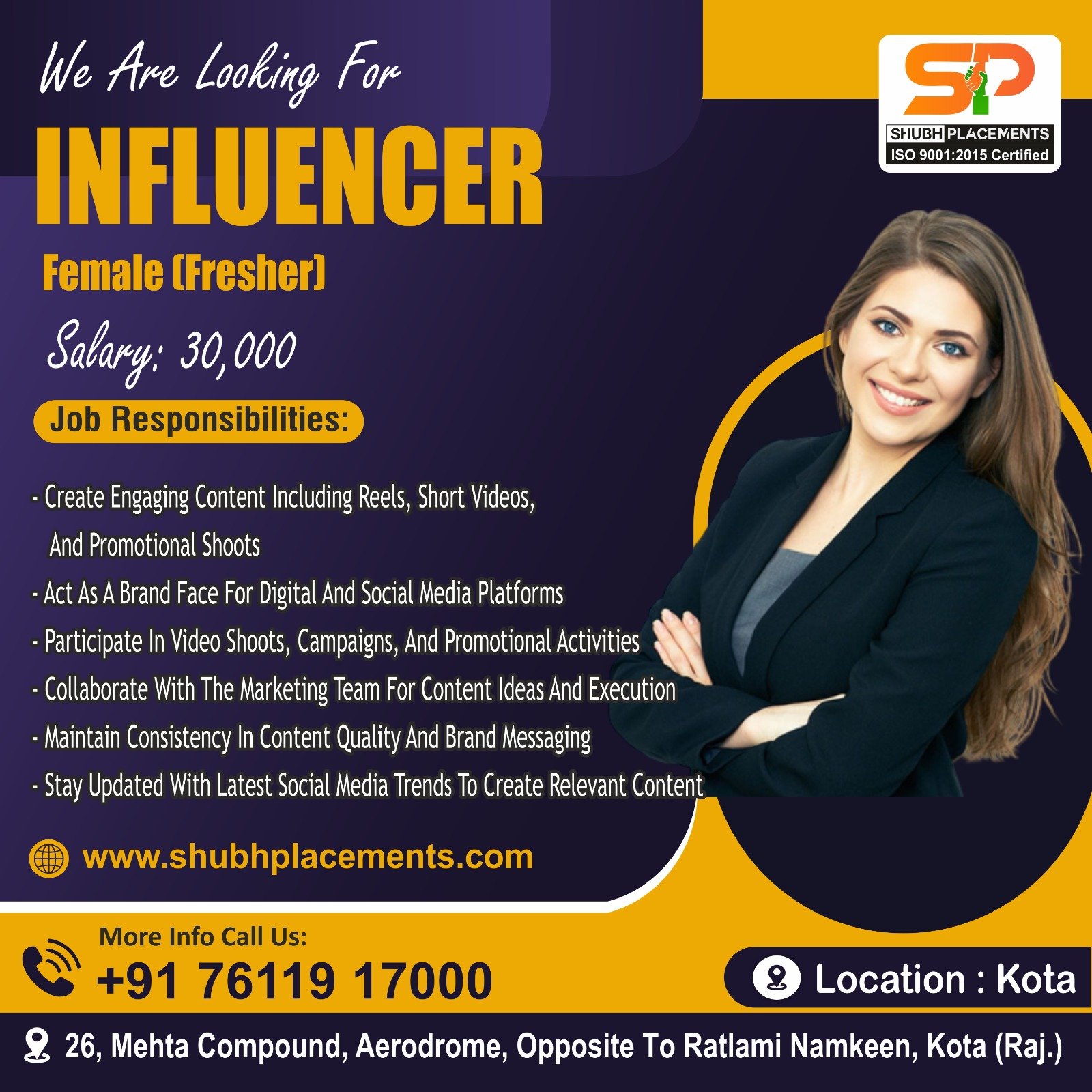 Female Influencer (Fresher)
