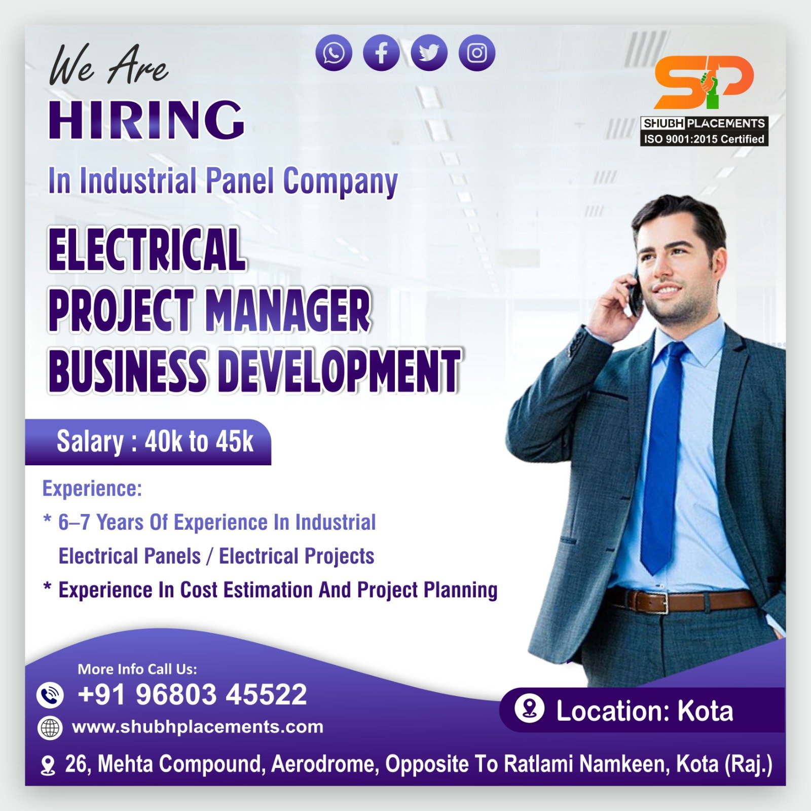 Electrical project manager for business development