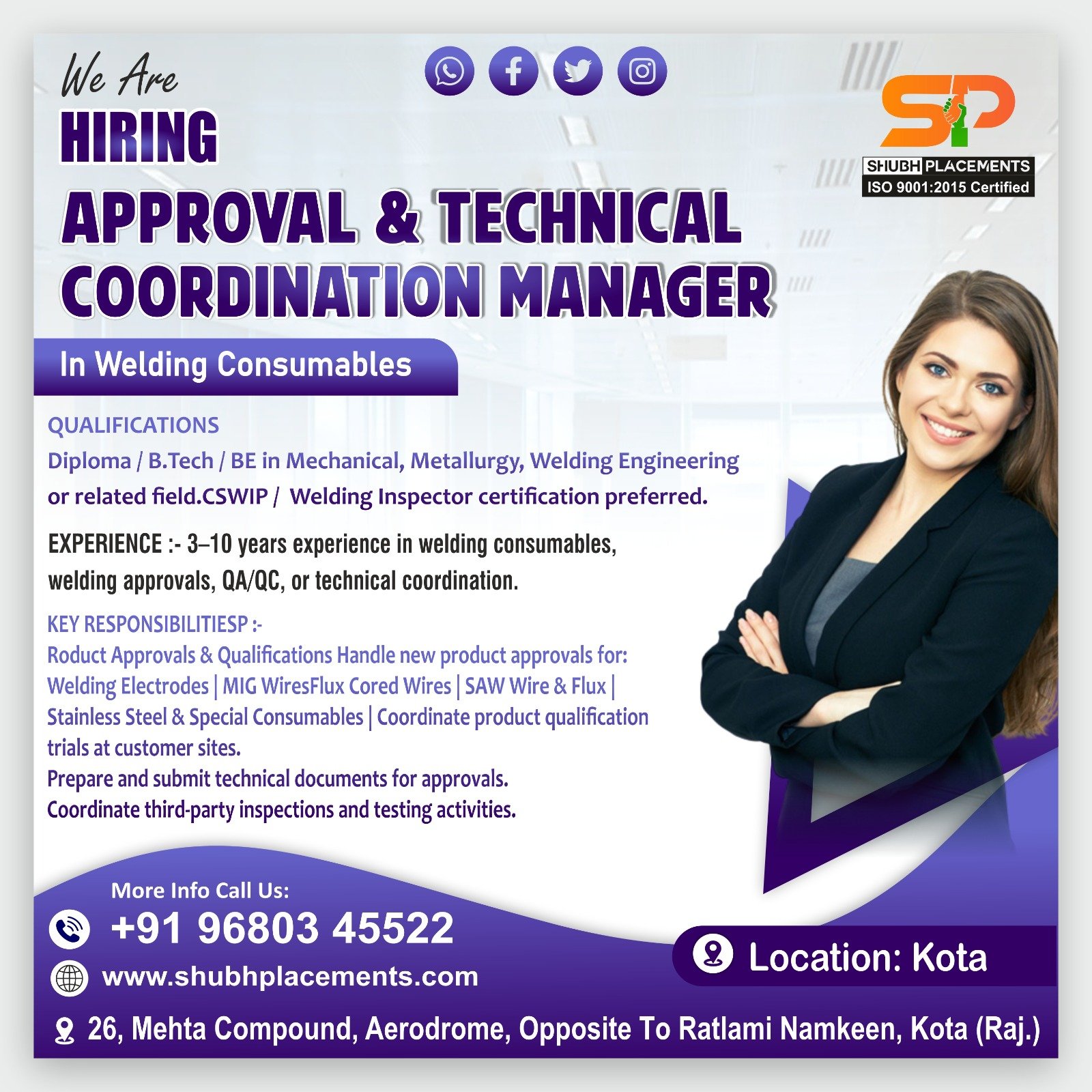 Approval & Technical Coordination Manager – Welding Consumables